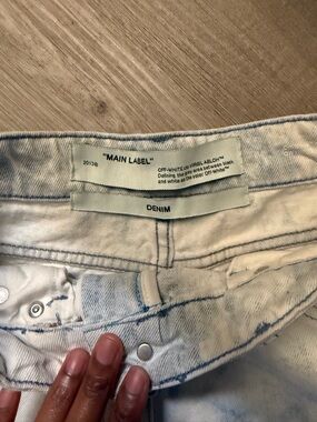 Off-White Light Blue and White Washed Denim Jeans
